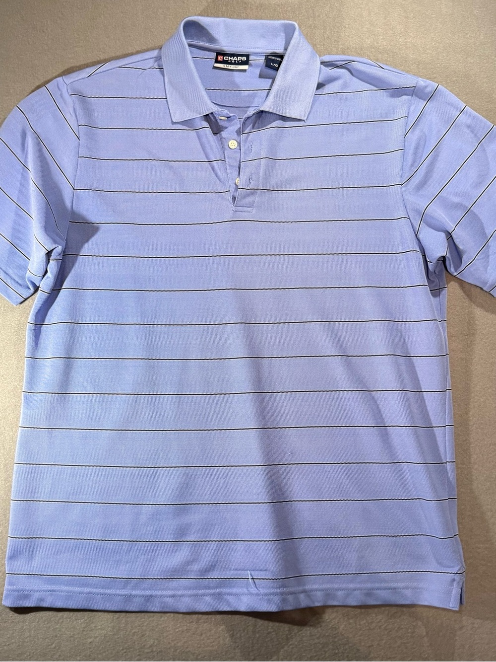 Chaps Light Blue Polo with Thin Stripes